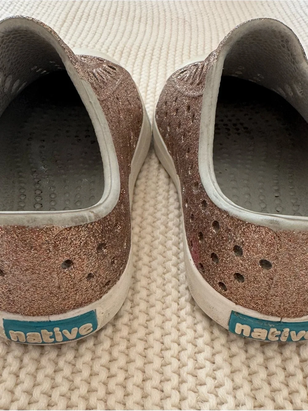 Native Shoes Kids Glitter Slip-On in Rose Gold